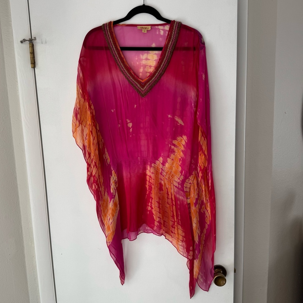 Pink and Orange Sheer Kaftan
